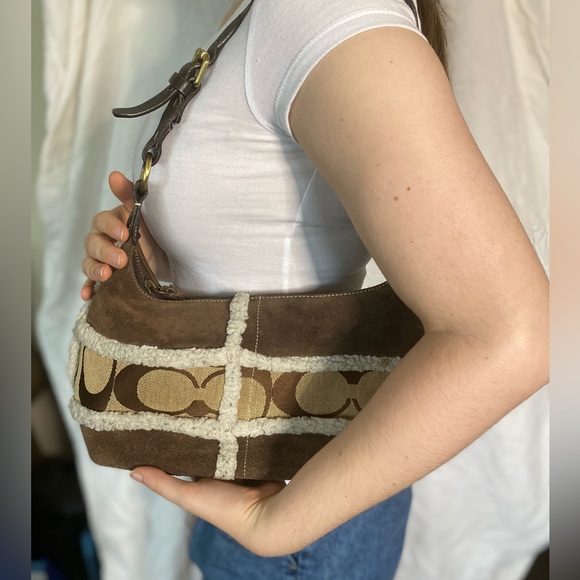 Y2K Coach Suede Shearling Handbag - Picture 8 of 8